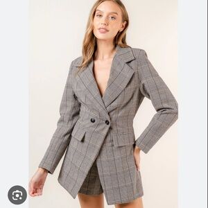 Favlux Plaid Houndstooth Blazer Skort Romper M NWOT CLASSIC TAILORED